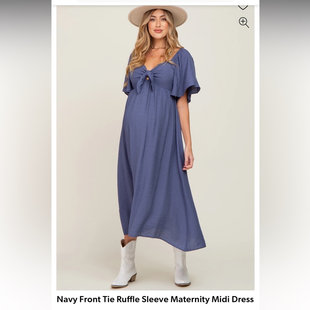 Pinkblush Navy Maternity Midi Dress